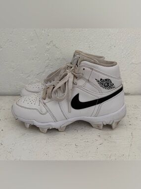 Jordan 1 Mid MCS Baseball Cleats White Black HF6883-100 Kids Youth Size 3.5Y